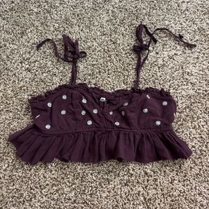 Intimately Free People On A Star Purple Ruffled Embellished Camisole